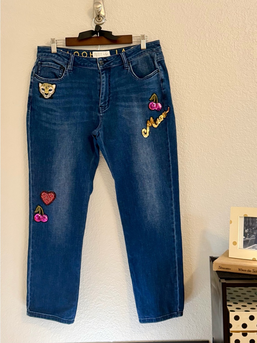 Kate Spade Broome Street Embellished Crop Jeans Sz 29 Leopard Cherry Sequin